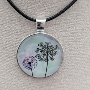 Elegant Silver Dandelion Pendant Necklace
